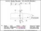 Bullet Mold 3 Cavity Aluminum .225 caliber Plain Base 98gr with Flat nose profile type. Designed for the 222